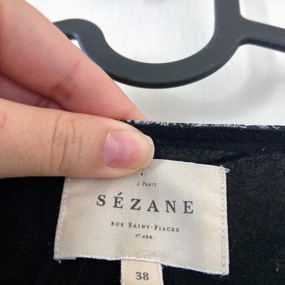 Sezane black and cream paisley print midi dress - Size 38 - Picture 9 of 13